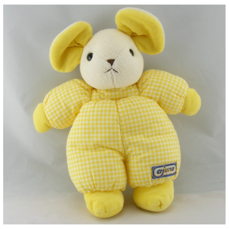 Doudou Souris jaune carreaux AJENA 