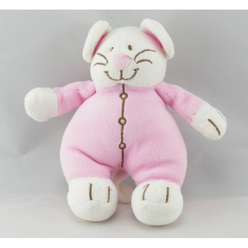 Doudou souris blanche bleu AUCHAN