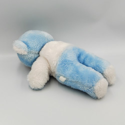Ancien doudou peluche ours bleu blanc