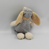 Doudou lapin carreaux gris casquette DOUDOU ET COMPAGNIE