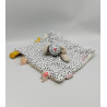 Doudou plat chien blanc beige pois bleu Amy et Zoé NOUKIES NOUKIE'S