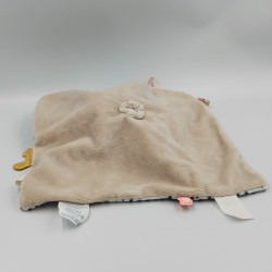 Doudou plat chien blanc beige pois bleu Amy et Zoé NOUKIES NOUKIE'S