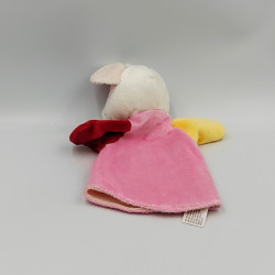 Doudou marionnette souris blanche rouge rose jaune BAMBIA