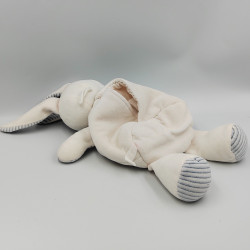 Doudou range pyjama lapin blanc bleu rayé coeur SIPLEC