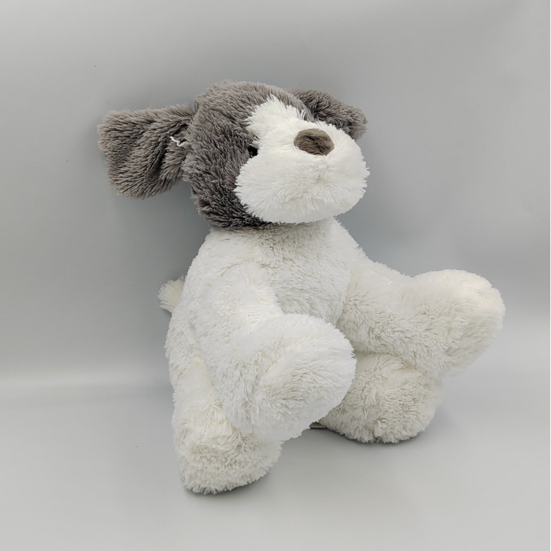 Doudou peluche chien blanc gris VERTBAUDET