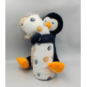 Doudou oiseau pingouin bleu blanc couverture plaid TOM & KIDDY TOMKIDS