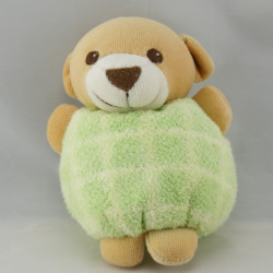 Doudou ours boule ecru vert NOUNOURS