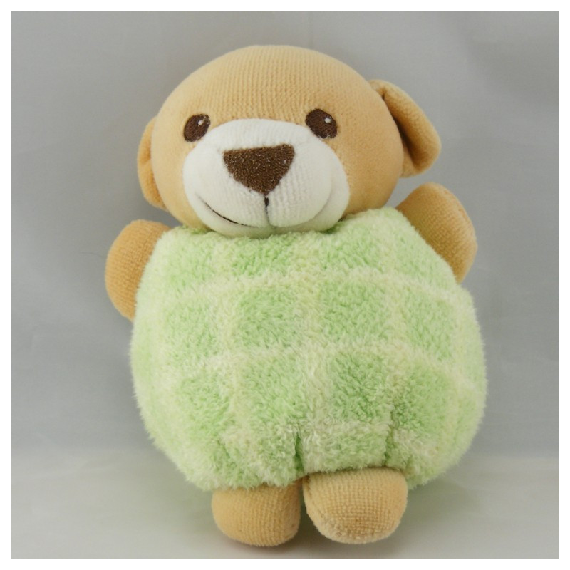 Doudou ours boule ecru vert NOUNOURS