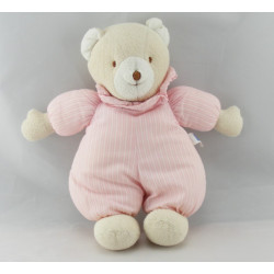 Doudou plat carré souris ours beige blanc TROUSSELIER