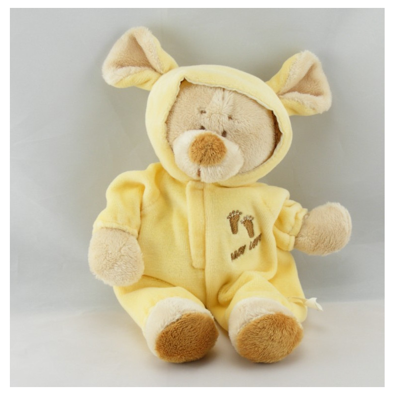 Doudou chien bleu oreille jaune verte MAXITA
