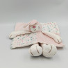 Doudou plat lapin rose blanc bleu fleurs EARLYS DAY PRIMARK
