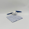 Doudou plat lapin blanc bleu rayé TAO TAPE A L'OEIL