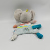 Doudou plat éléphant gris jaune orange vert bleu BEBE CONFORT