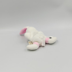 Doudou et compagnie attache tétine lapin blanc rose pois