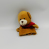 Doudou marionnette ours marron écharpe rouge ZEEMAN