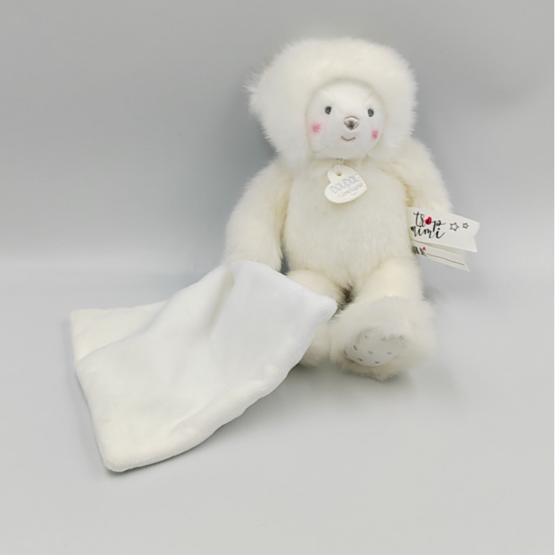 Doudou et compagnie ours blanc mouchoir blanc TROP MIMI