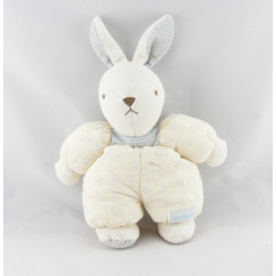 Doudou lapin beige écru robe fleur vichy bleu NOUNOURS