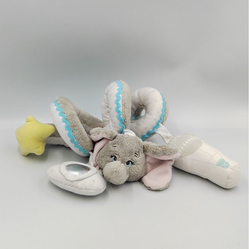 Spirale d'activités doudou éléphant gris blanc bleu Dumbo DISNEY BABY
