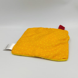 Doudou plat carré jaune orange lapin HABA