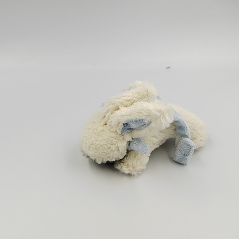 Doudou et compagnie lapin blanc bleu tout doux Bonbon attache tétine