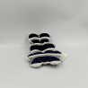 Doudou semi plat lapin bleu marine blanc gris rayé COCCODE
