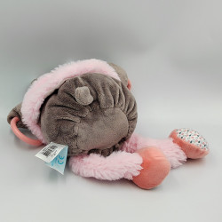 Doudou Hippopotame marron rose Zoé hochet BABY NAT