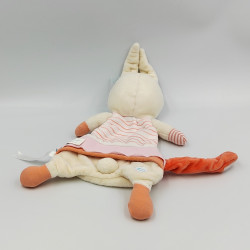 Doudou plat lapin blanc écru orange rayé BEBE CONFORT