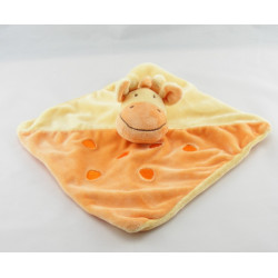 Doudou plat Girafe jaune orange MOTS D'ENFANTS