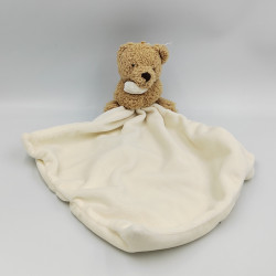 Doudou ours beige blanc mouchoir M&S MARKS & SPENCER