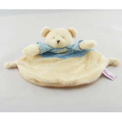 Doudou plat carré beige ecru ours POMMETTE