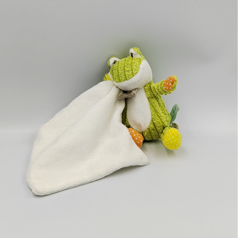 Doudou côtelée grenouille verte mouchoir BABY NAT