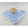 Doudou plat laine bleu ours avec bonnet KALOO