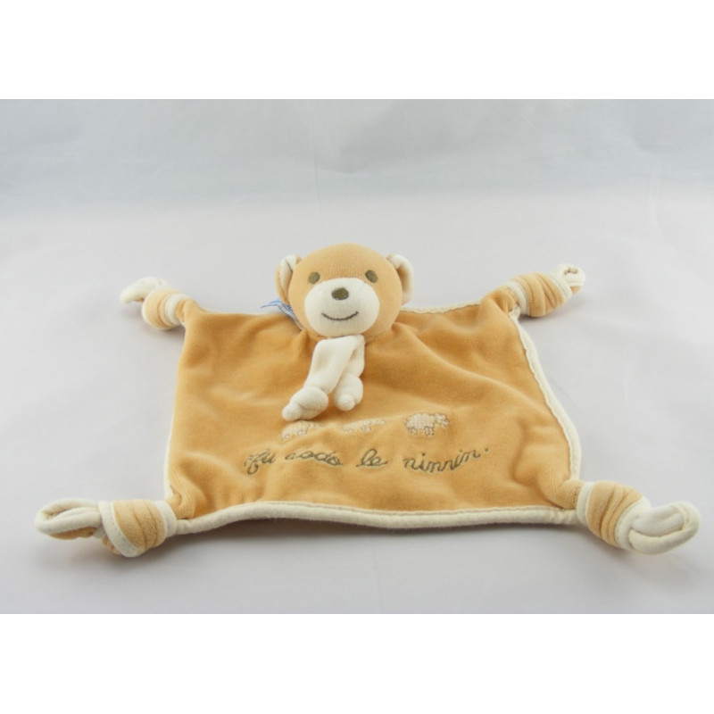 Doudou plat ours carreau vert NOUNOURS