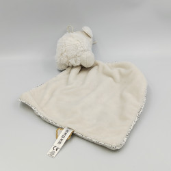 Doudou plat souris blanche crème mouchoir perle KALOO