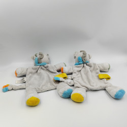 Doudou plat girafe grise jaune bleu orange jungle TEX BABY