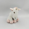 Doudou peluche licorne blanche rose ATMOSPHERA