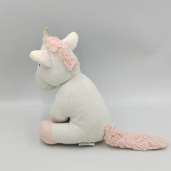 Doudou peluche licorne blanche rose ATMOSPHERA