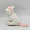Doudou peluche licorne blanche rose ATMOSPHERA