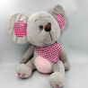 Grande peluche souris grise rose carreaux ZEEMAN