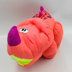 Ancienne peluche puffalump dinosaure orange rose jaune FISHER PRICE 1992 Vintage rare