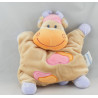 Doudou semi plat girafe vache beige taches orange rose NATTOU NEUF