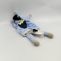 Doudou plat marionnette ane bleu blanc coucou bébé SERGENT MAJOR