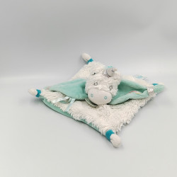 DOUDOU PLAT LICORNE BLANCHE BLEU ARGENTÉ BABY NAT
