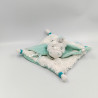 DOUDOU PLAT LICORNE BLANCHE BLEU ARGENTÉ BABY NAT