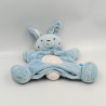 Doudou plat marionnette lapin bleu blanc TEX BABY