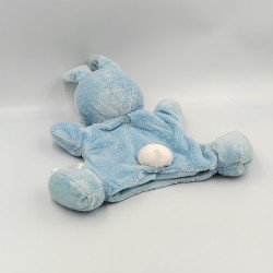 Doudou plat marionnette lapin bleu blanc TEX BABY