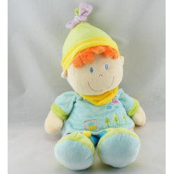 Doudou lutin garçon bleu avion brodé NICOTOY