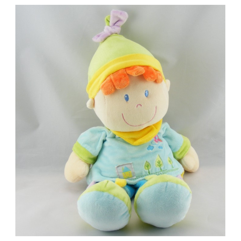 Doudou lutin garçon bleu avion brodé NICOTOY