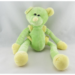 Doudou ours vert jaune bras jambes coulissant CMP