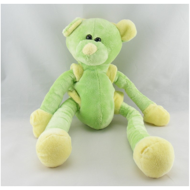 Doudou ours vert jaune bras jambes coulissant CMP